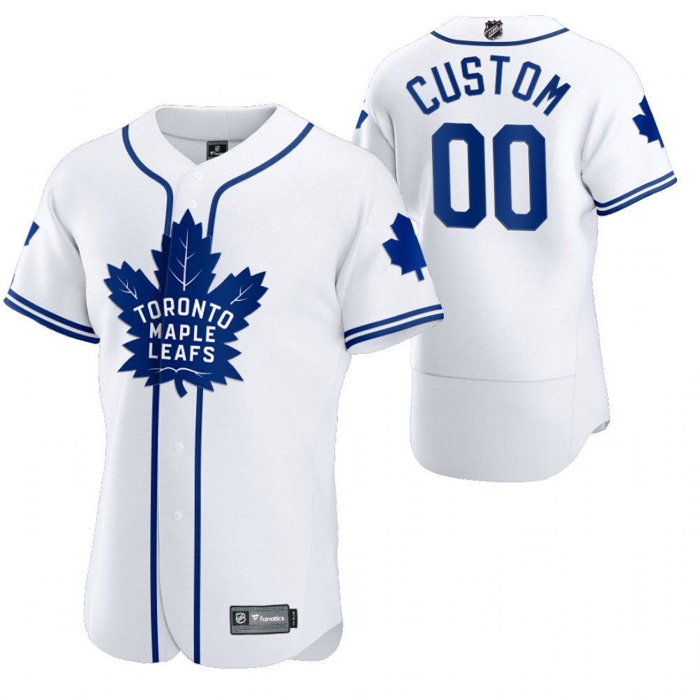 Toronto Maple Leafs Custom Men 2020 NHL x MLB Crossover Edition Baseball Jersey White->customized nhl jersey->Custom Jersey